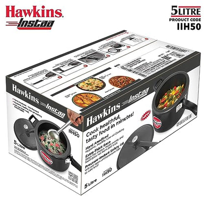 Hawkins Instaa Pressure Cooker, Induction Inner Lid Cooker, Tall Body Hard Anodised Cooker, Best Black Cooker, Black (IIH2T)