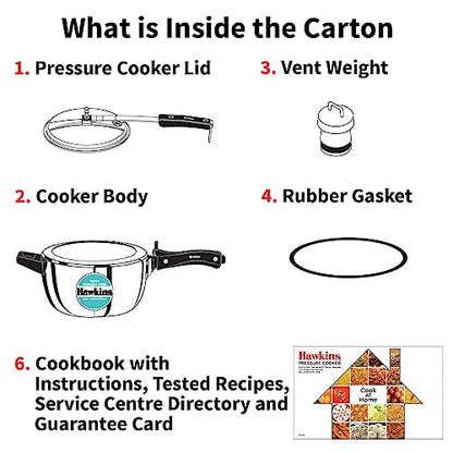 Hawkins Litre Triply Stainless Steel Pressure Cooker, Inner Lid Cooker