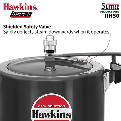 Hawkins Instaa Pressure Cooker, Induction Inner Lid Cooker, Tall Body Hard Anodised Cooker, Best Black Cooker, Black (IIH2T)