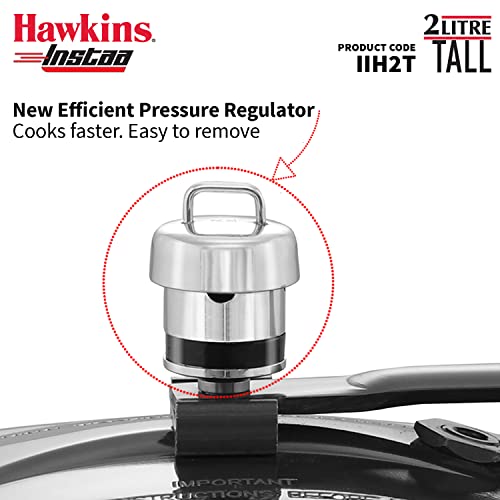 Hawkins Instaa Pressure Cooker, Induction Inner Lid Cooker, Tall Body Hard Anodised Cooker, Best Black Cooker, Black (IIH2T)
