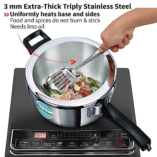 Hawkins Litre Triply Stainless Steel Pressure Cooker, Inner Lid Cooker