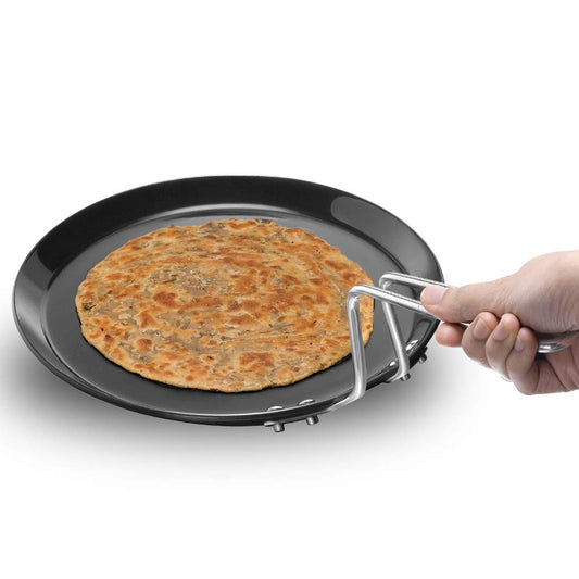 Hawkins Futura 26 cm Flat Tava, Hard Anodised Tawa with Stainless Steel Handle, Induction Tawa with Rim, Pancake Pan, Flat Pan, Black (IAFT26)