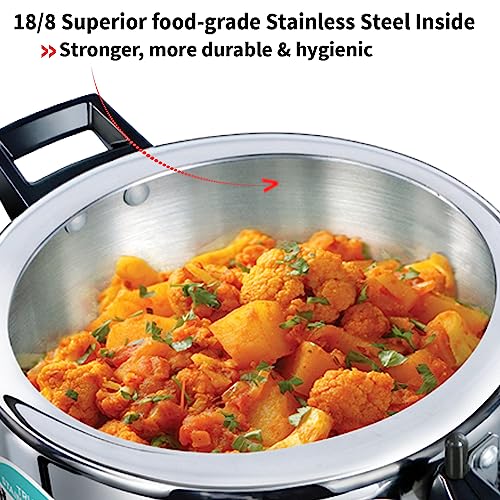 Hawkins Litre Triply Stainless Steel Pressure Cooker, Inner Lid Cooker