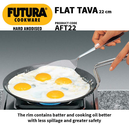 Hawkins Futura Hard Anodised Flat Tava 22 cm, 4.06 mm (Black)