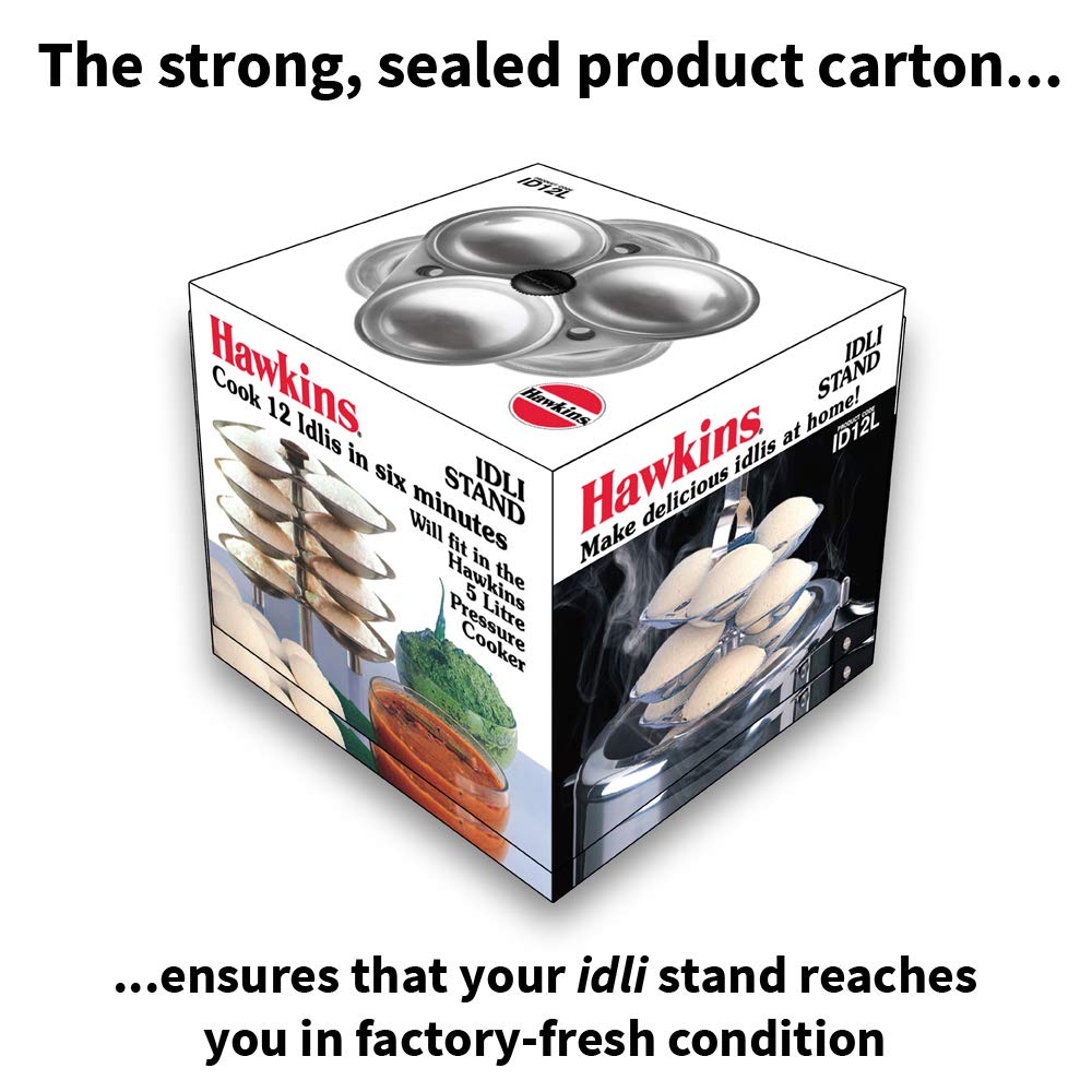 Hawkins Idli Stand - 12 Idlis, (For 5 Litre and bigger Pressure Cooker), Silver (ID12L)