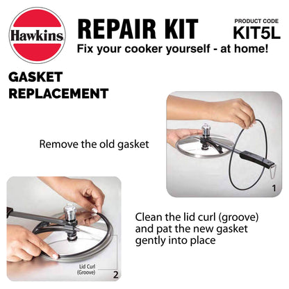 Hawkins Plastic Pressure Cooker Repair Kit With Cooker Gasket, Safety Valve, Body Handles And Spanner (Kit5L), Black Standard, 5 Liter