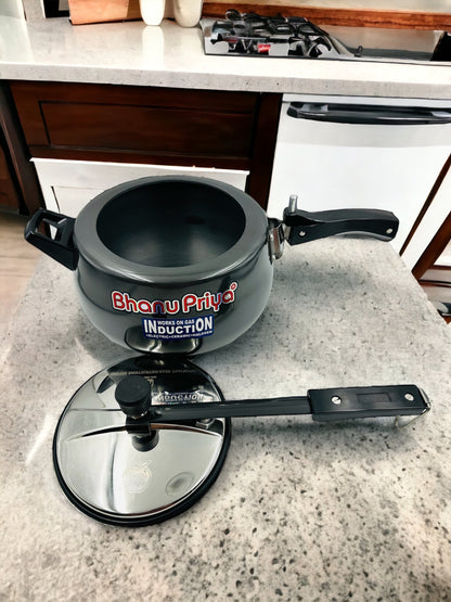 Bhanu Priya - Hard Anodized Pressure Cooker, Black  (2L/3L/5L)