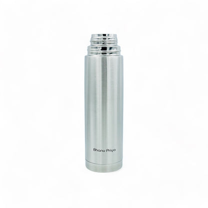 Bhanu Priya - Stainless Steel Vacuum Insulated Water Bottle, 1000ml (1L/34 oz) - Flip Lid, Hot & Cold, Leak-Proof, Silver