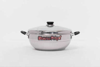 Bhanu Priya All-in-One Stainless Steel Idli Cooker Multi Kadai Steamer with Induction Bottom, Big Size with 6 Plates (2 Idli,1 mini Idli, 2 Dhokla, 1 Patra)