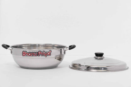 Bhanu Priya All-in-One Stainless Steel Idli Cooker Multi Kadai Steamer with Induction Bottom, Big Size with 6 Plates (2 Idli,1 mini Idli, 2 Dhokla, 1 Patra)