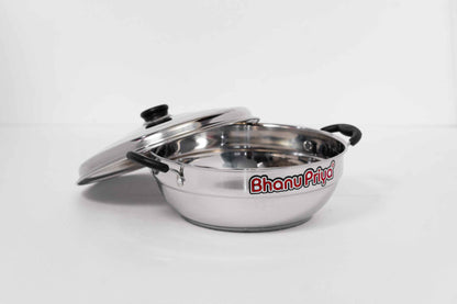 Bhanu Priya All-in-One Stainless Steel Idli Cooker Multi Kadai Steamer with Induction Bottom, Big Size with 6 Plates (2 Idli,1 mini Idli, 2 Dhokla, 1 Patra)